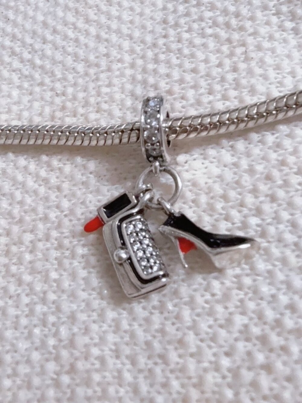 Lipstick, Purse & Stiletto Charm S925 Silver Charm For Pandora Bracelet Necklace